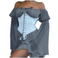 thumbnail image 1 of Yuyuzo Women Vintage Chiffon Dress Flare Sleeve Drawstring off Shoulder Tiered Ruffle Medieval Short Dresses, 1 of 5