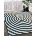 thumbnail image 3 of Ahgly Company Tapis d'Intérieur Ronds Lavables à la Machine, Style Transitionnel, Bleu Lagon Bleu, Tapis de Zone, 8 Pieds Rond, 3 of 7