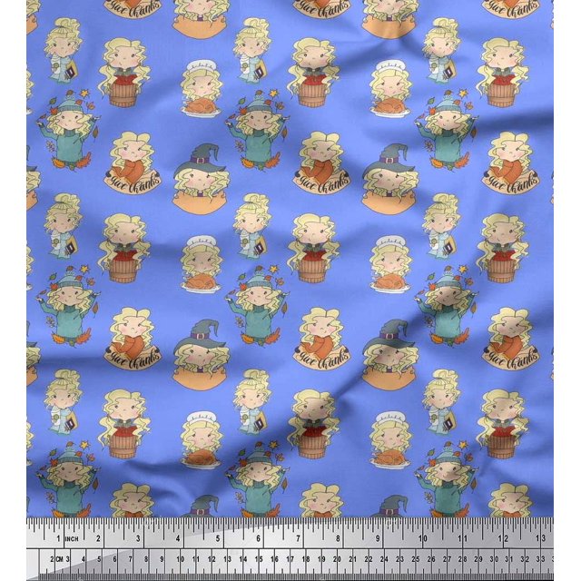 Soimoi Poly Georgette Fabric Cute Girl Kids Decor Fabric Printed Yard 42 Inch Wide