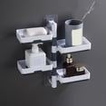 thumbnail image 1 of White Plastic Wall-Mounted Rotatable Soap Box with 1-4 Layer Storage, Self-Adhesive Soap Dispenser for Bathroom Kitchen, Space-Saving Soap Caddy with Suction Cups, 1 of 8