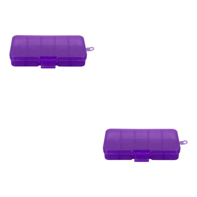 Thinsony 10 Grid Plastic Jewelry Removable Storage Box Beads Container Earring Purple 12.8x6.5x2.2cm 2Set