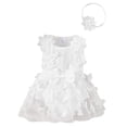 thumbnail image 1 of GPOECD Baby Girls Ribbed Bowknot Romper Headband Set Sleeveless Summer Baby Outfit with Breathable Design Sleeveless Rompers for Babies 1-18 Months White-d,6-9 Months, 1 of 7