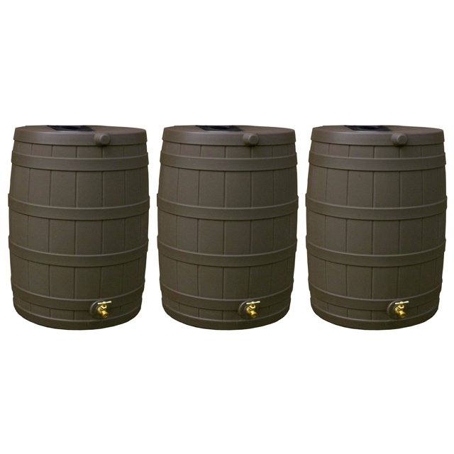 Good Ideas Baril de Pluie en Plastique Capacité 40 Gal, Oak (3 Pack
