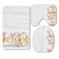 thumbnail image 1 of EREHome Sea shells 3 Piece Bathroom Rugs Set Bath Rug Contour Mat and Toilet Lid Cover, 1 of 2