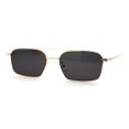 thumbnail image 3 of Mens Old School Double Bridge Narrow Rectangle Metal Rim Sunglasses Gold Black, 3 of 4