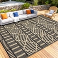 thumbnail image 2 of Garvee 9'x12' Outdoor Rug Waterproof Outdoor Patio Rug Mat, Reverisble Plastic Straw Outdoor Rug for RV Camping Picnic Beach Balcony, Black and Coffee, 2 of 6