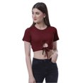 thumbnail image 1 of Moomaya T-Shirt Court à Nœud devant pour Femmes, Manches Courtes, Col Rond, Haut Noué, 1 of 7