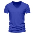 thumbnail image 1 of Men's Casual V Neck T Shirts Loose Fit Comfortable Stretchy Pure Color Summer Tee For Daily Wear With Shorts, 1 of 5