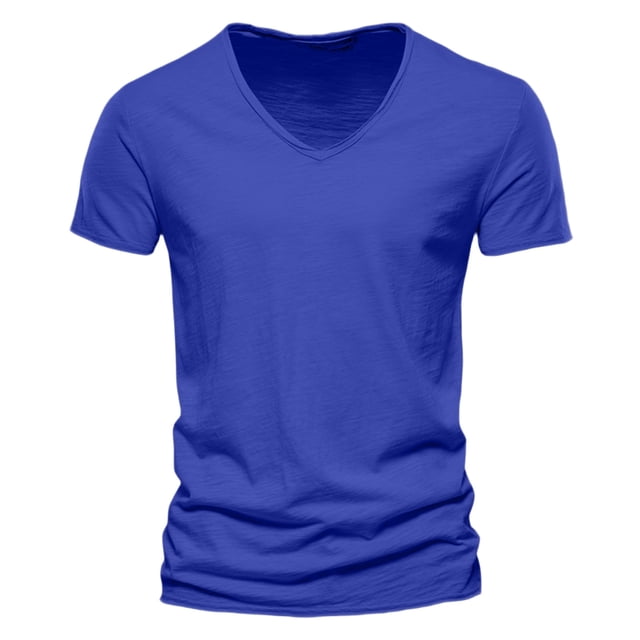 Men's Casual V Neck T Shirts Loose Fit Comfortable Stretchy Pure Color Summer Tee For Daily Wear With Shorts