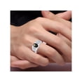 thumbnail image 2 of RYLOS Men's Rings Sterling Silver Rings Classic Designer  9X7MM Gemstone &  Diamond Ring Black Star Sapphire March Birthstone Ring Size 8, 2 of 7