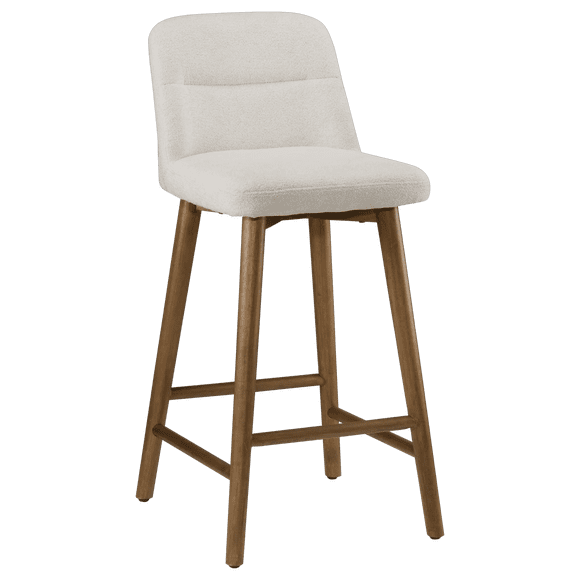 Bouclair Oatmeal Upholstered Bar Stool with Wooden Legs