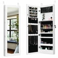 thumbnail image 2 of Gymax Armoire à Bijoux Murale et de Porte Verrouillable avec Lumières DEL, Blanc, 2 of 10