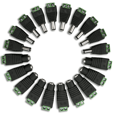 Lot de 10 Paires Connecteurs d'Alimentation 12V CC Mâle&Femelle Adaptateur Jack 5,5 mm par SatelliteSale