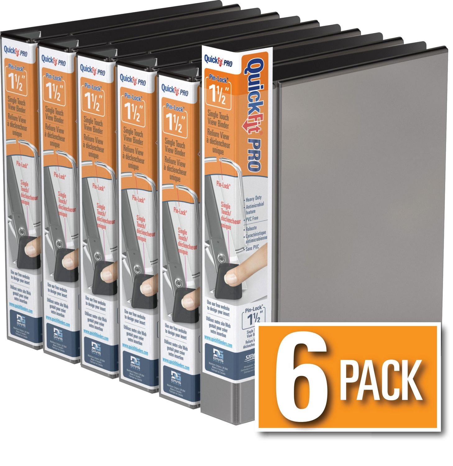 QuickFit Anneaux en D Pin-Lock, 1.5 po, à déclencheur unique, verrouillables, prévenant l'écartement paquet de 6
