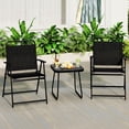 thumbnail image 4 of Gymax 3-Piece Patio Furniture Set Folding Fabric Chairs & Marble-Like Top Coffee Table, 4 of 10