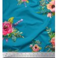 thumbnail image 1 of Soimoi Poly Georgette Fabric Leaves & Anemone Flower Print Fabric by the Yard 52 Inch Wide, 1 of 3