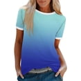 thumbnail image 1 of Haut à Manches Courtes pour Femme, Blouse Décontractée à Imprimé Dégradé avec Détail Patchwork, T-Shirt à Col Rond pour le Quotidien, 1 of 5