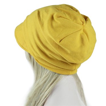 Fgnfyis Femmes Turban Extensible Musulman Indien Solide Chapeau Camouflage Perte de Cheveux Foulard pour la Tête Enveloppement Chapeaux pour Femmes Jaune