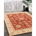 thumbnail image 2 of Ahgly Company Tapis d'Intérieur Carrés Abstraits Orange Rouge de Style Oriental, 8 Pieds Carré, 2 of 6