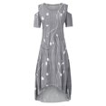 thumbnail image 3 of JULMCOMO Robes Grande Taille pour Femmes 5x Robe d'Été à Épaules Dénudées pour Invitée de Mariage Tendance à Imprimé Floral à Manches Courtes Col Ras du Cou Longue Robe Violet 5TG, 3 of 6