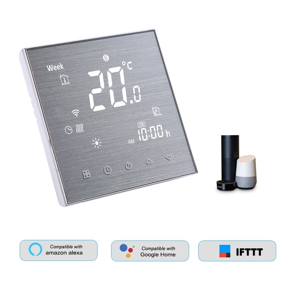 BTH-2000L-GALW WiFi Smart Water Heater Thermostat Digital Temperature Controller Large LCD Display Touch Buttons Voice Control Compatible with Amazon Echo/Google Home/Tmall Genie/IFTTT 5A AC 95-240V