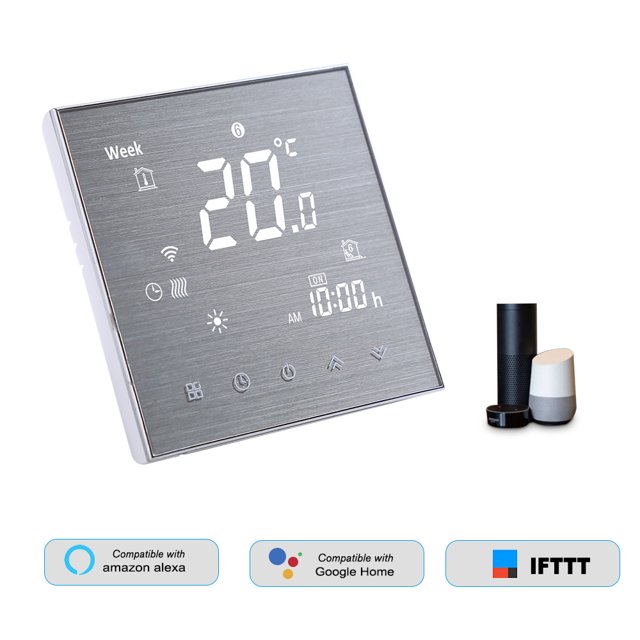 BTH-2000L-GALW WiFi Smart Water Heater Thermostat Digital Temperature Controller Large LCD Display Touch Buttons Voice Control Compatible with Amazon Echo/Google Home/Tmall Genie/IFTTT 5A AC 95-240V