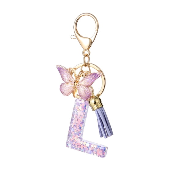 Rvkxad Fashion Letter Key Chain, Butterfly Tassel Pendant for Keys Backpack Decoration, Keychain Accessory Key Fob Key Ring