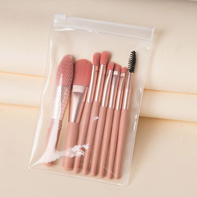 TopLLC Makeup Brushes 8pcs Mini Makeup Brush Set Foundation Powder Concealers Eye Shadows Blush Cosmetic Brushes With Storage Bag Small Size Portable For Home Office Travel Outdoor Makeup Brush