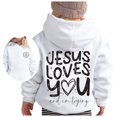 thumbnail image 1 of PMVFHDE Sweat-Shirt Fille Automne et Hiver Imprimé Lettre Col Rond Manches Longues Chandail à Capuchon Décontracté Blanc, 4-5 Ans, 1 of 5