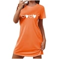 thumbnail image 1 of Chemises de Nuit Imprimées pour Femmes Manches Courtes T-Shirts de Nuit Vêtements de Nuit Décontractés Robe de Pyjama Imprimée Douce et Confortable Robe de Sommeil Classique Robes de Nuit Orange G, 1 of 5