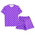 thumbnail image 1 of Girls Printed Short Sleeve Pajama Set with Button Front and Comfy Shorts for Playful Bedtime Comfort, 1 of 2