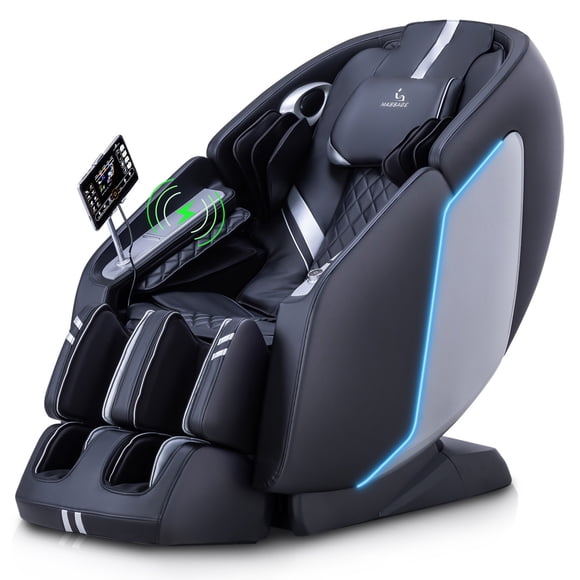 MassaMAX 2026 Fauteuil de Massage 4D, Massage Étirable de Yoga Corps Entier à Gravité Zéro, avec Chauffage du Mollet et du Bas du Dos, Bluetooth, Noir