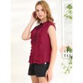 thumbnail image 4 of INSPIRE CHIC Women's Tie Neck Cap Sleeve Button Down Ruffle Summer Shirt, 4 of 6