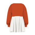 thumbnail image 4 of Womens Oversized Sweatshirt Dress Long Flowy Patchwork Pullover Tops Cute Drop Shoulder Sweatshirts Fall Long Sleeve Mini Dress Teen Girls Crewneck Solid Tunic Pleated Loose Clothing Beig, 4 of 5