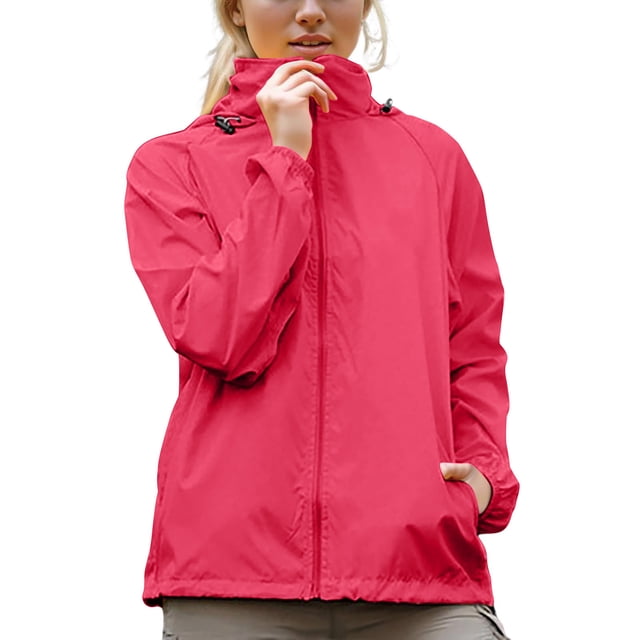 Hvobtty Manteaux Décontractés à Capuche à Manches Longues pour Femmes, Imperméables pour Femmes avec Capuche Coupe-Vent Manteaux Soleil à Capuche Imperméables Légers avec Rangement