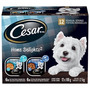Cesar Home Delights Pot Roast with Spring Vegetables Dinner, Chicken & Vegetable Variety Pack Soft Wet Dog Food 12 Pack