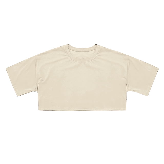 Crop Tops For Girls Short Sleeve Shirt Girls Summer Tops Neck Slim Fit Tops Basic Tee