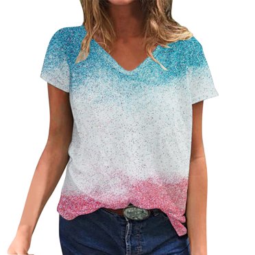B91xZ Summer T-Shirts for Women Slim Fit Short Sleeve T-shirt Basie Tees,White M
