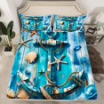 thumbnail image 2 of Erosebridal Nautical Anchor Sheet Set Full, Summer Beach Starfish Sea Shell Bedding Sets Full Size 4 Pieces, 2 of 7