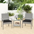 thumbnail image 4 of Gymax Ensemble de Mobilier de Patio 3 Pcs Chaises de Porche en Rotin PE avec Table à 2 Niveaux Noir, 4 of 10