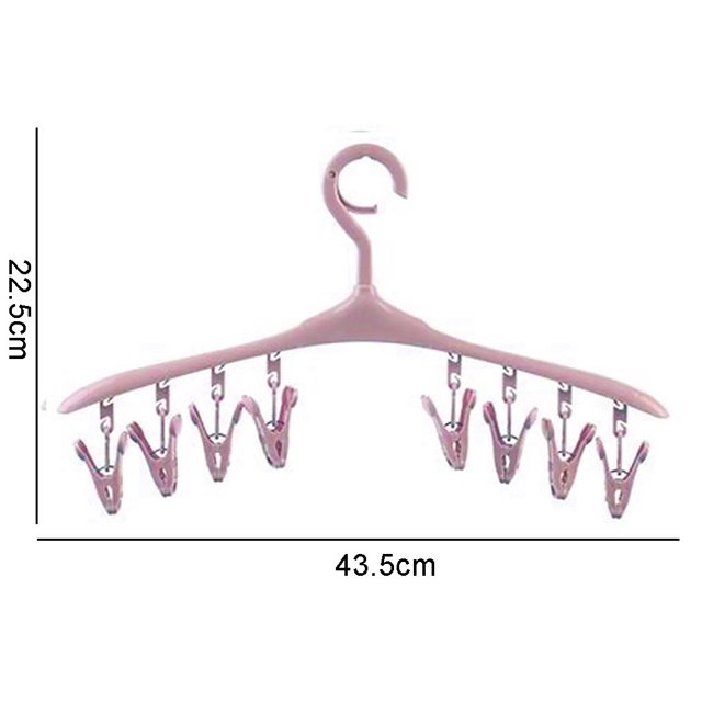 ZheElen Plastic Clothes Hanger Coat Hanger Laundry Storage Drying Hanger with 8 Clips