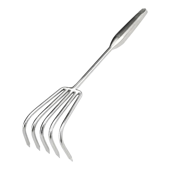 Garden Rake Stainless Steel Rake Head with Slip Handle, Four Tooth 24x9x12.5cm and Eight Tooth 39.5x16x14.5cm, Leaf Rake Multi-Functional Garden Tools