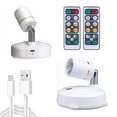 thumbnail image 2 of 2 Pieces Spotlight LED Accent Rotatable Battery Operated Lights Battery Powered Remote Control Rotatable Focus Desk Lamp Display Closet Home Ceiling, 2 of 9