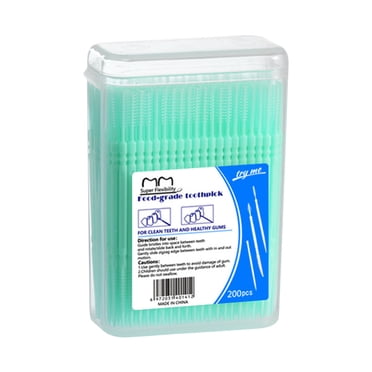 FcBaudy 200 Pcs Cure-Dents à Double Tête Cure-Dents Jetables en Plastique pour le Nettoyage des Dents Brosses Interdentaires Soins Buccaux Cure-Dents à Double Tête
