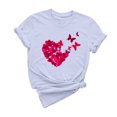 thumbnail image 2 of Meichang T-Shirts de la Saint-Valentin pour Femmes Imprimé Cœur Manches Courtes Col Rond Pull Ample Décontracté Tops de Vacances, 2 of 6