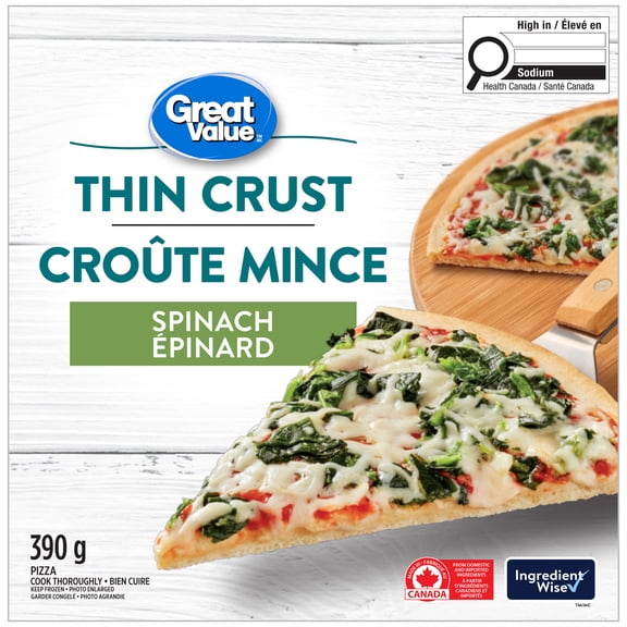 Pizza Croûte mince aux épinards Great Value 390&nbsp;g