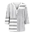 thumbnail image 4 of Women's Plus Size Casual V Neck Button Down Shirts, 3/4 Sleeve Loose Fit Tunic Tops, Comfortable Blouses for Home, Daily Wear, Summer Layering, 4 of 5