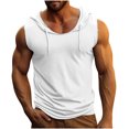 thumbnail image 2 of Styesk Tank Tops Men Fashionable Men's Solid Color Sleeveless Fitness Drawstring Hooded Top, 2 of 6