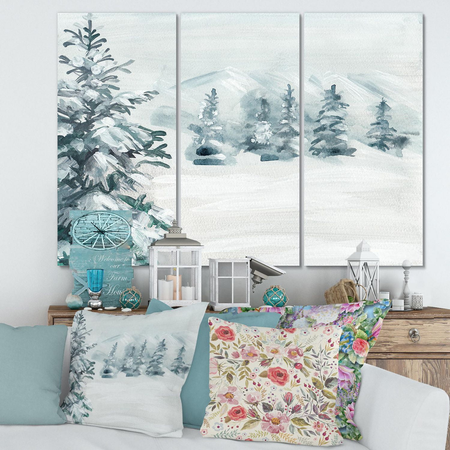 Designart Pins enneigés Art mural sur toile