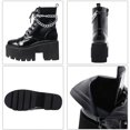 thumbnail image 4 of Bottes à Plateforme Gothiques à Chaîne pour Femmes, à Lacets, à Talon Épais, Cloutées, Style Combat, Bottillons de Moto, 4 of 5